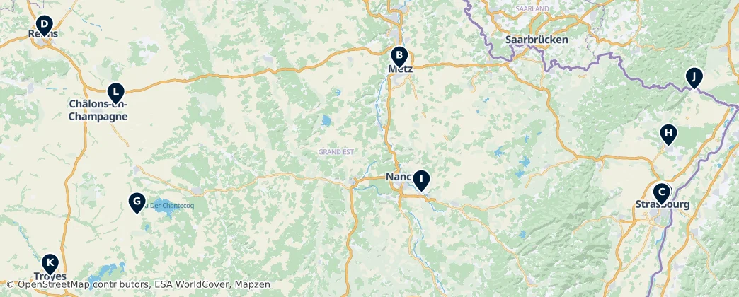 Map of Grand Est