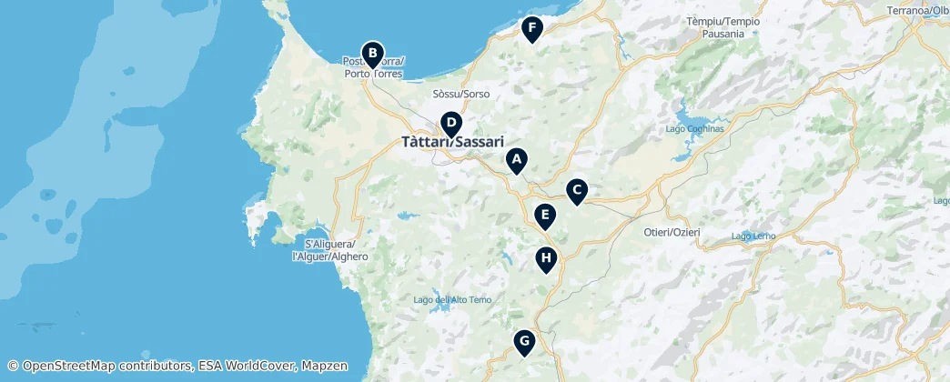 Map of Sassari