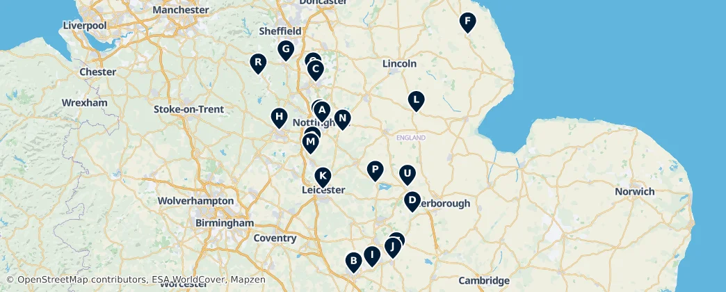 Map of East Midlands