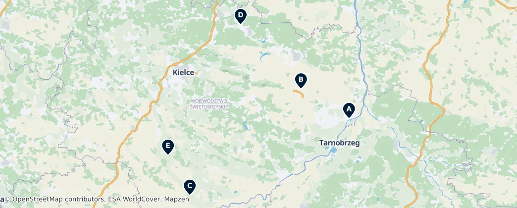 Map of Holy Cross Voivodeship