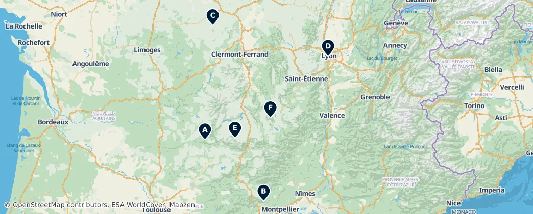 Map of Massif Central