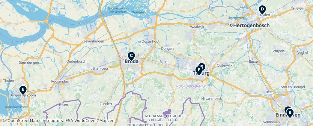 Map of North Brabant