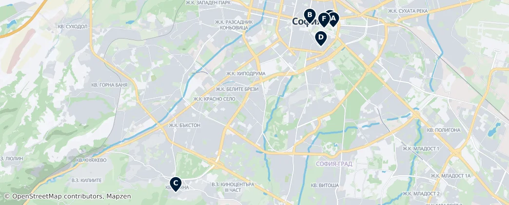 Map of Sofia