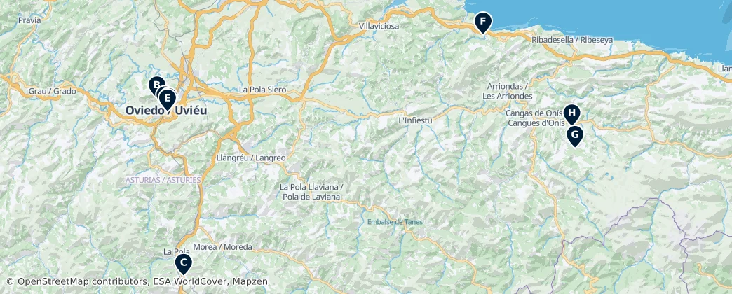 Map of Asturias