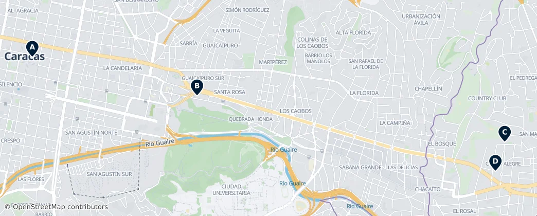 Map of Capital Region, Venezuela