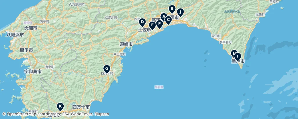 Map of Kochi Prefecture