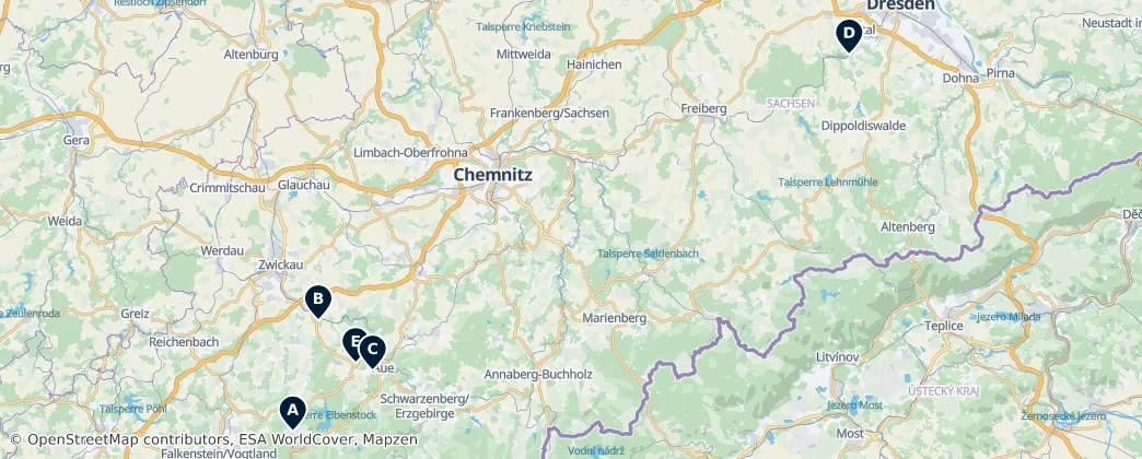 Map of Ore Mountains