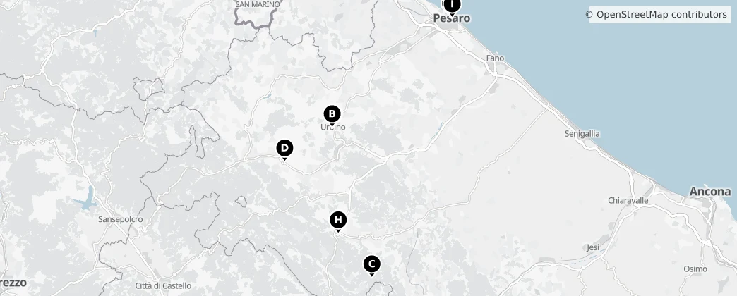 Map of Province of Pesaro and Urbino