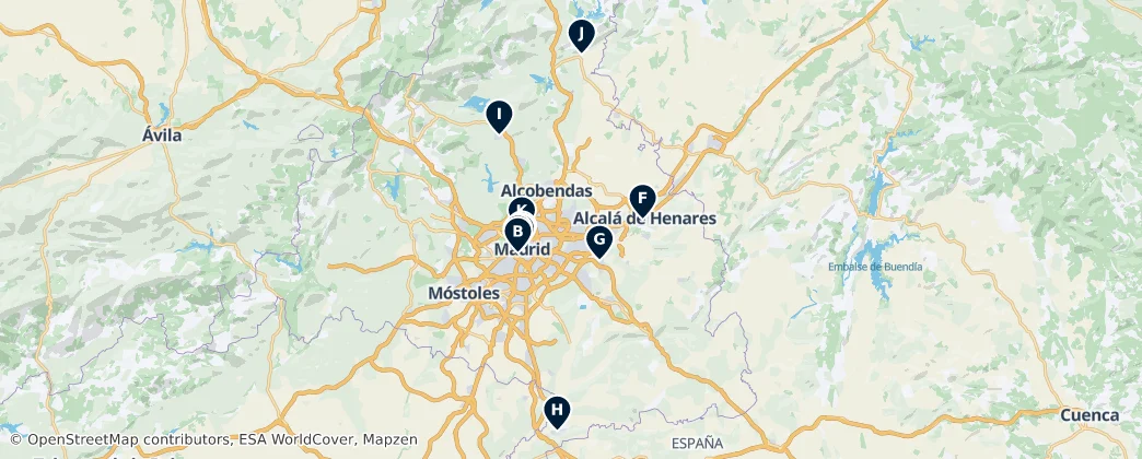 Map of Provincia Eclesiástica de Madrid
