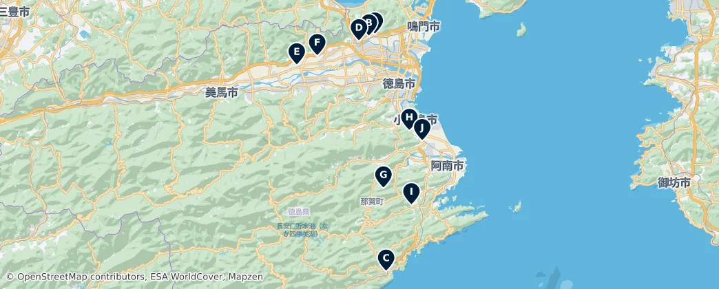 Map of Tokushima Prefecture