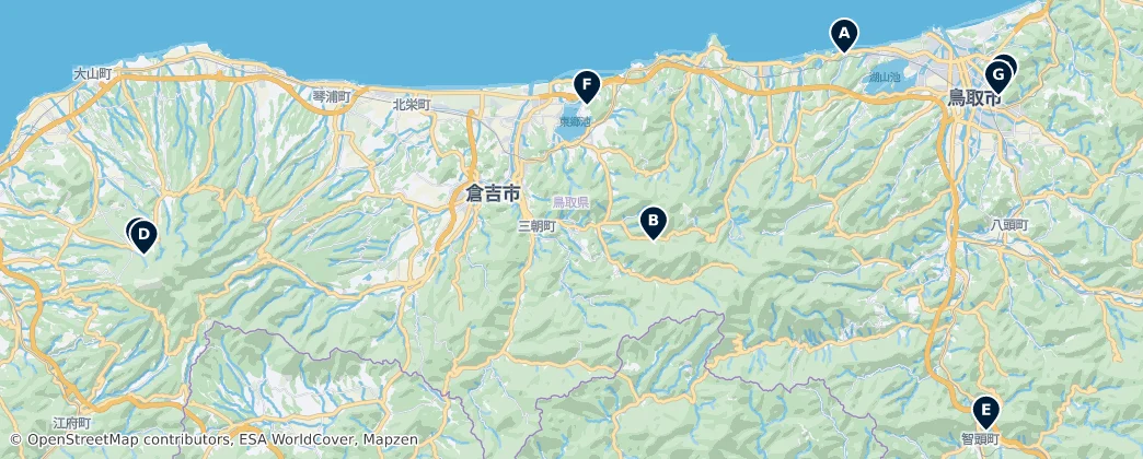 Map of Tottori Prefecture
