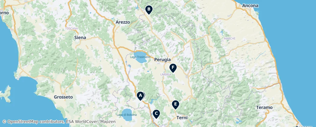Map of Umbrië
