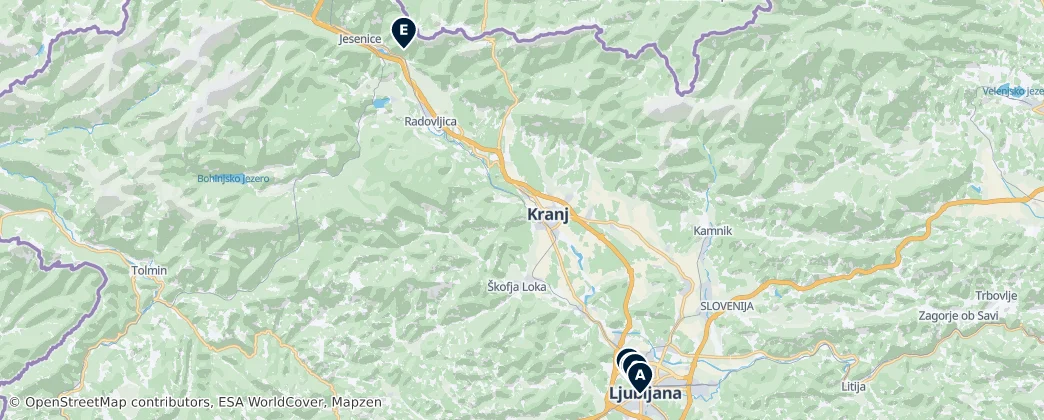 Map of Western Slovenia