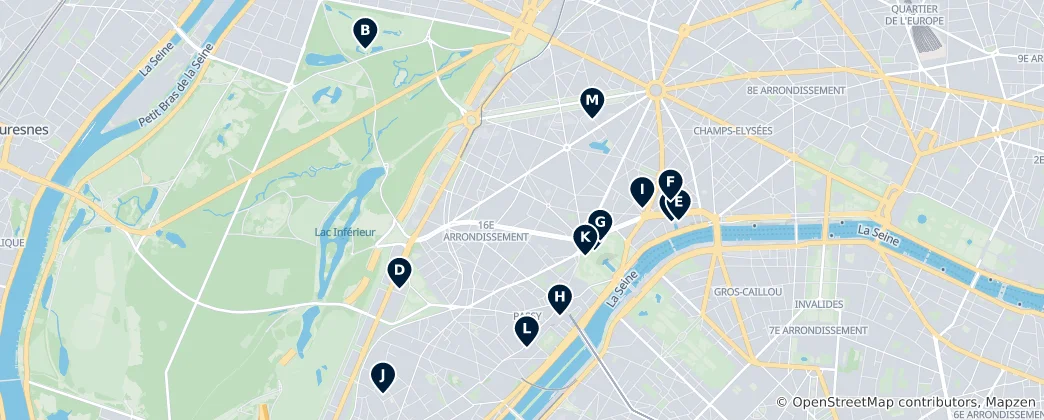 Map of 16e arrondissement
