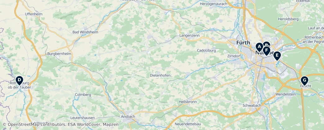 Map of Mittelfranken