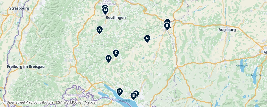 Map of Regierungsbezirk Tübingen