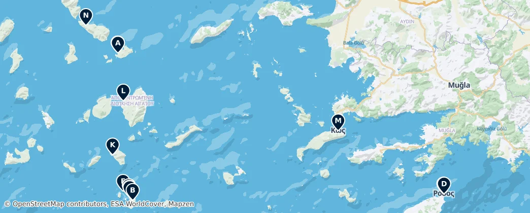 Map of Zuid-Egeïsche Eilanden