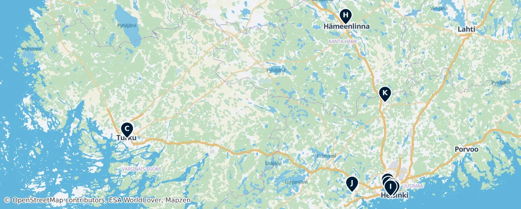 Map of Etelä-Suomi