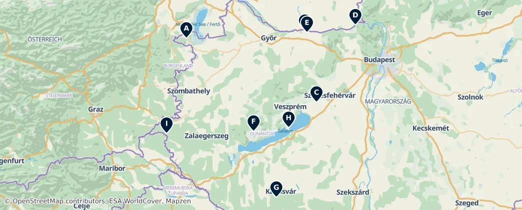 Map of Transdanubië