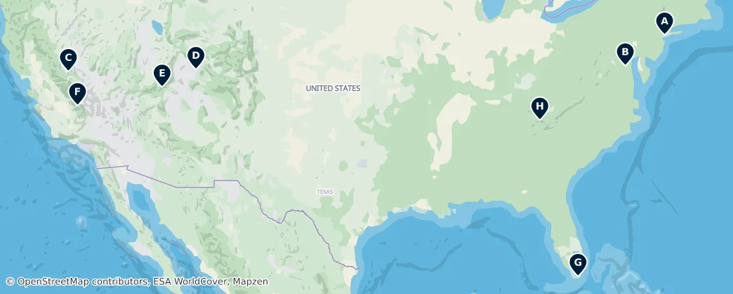 Map of Verenigde Staten van Amerika