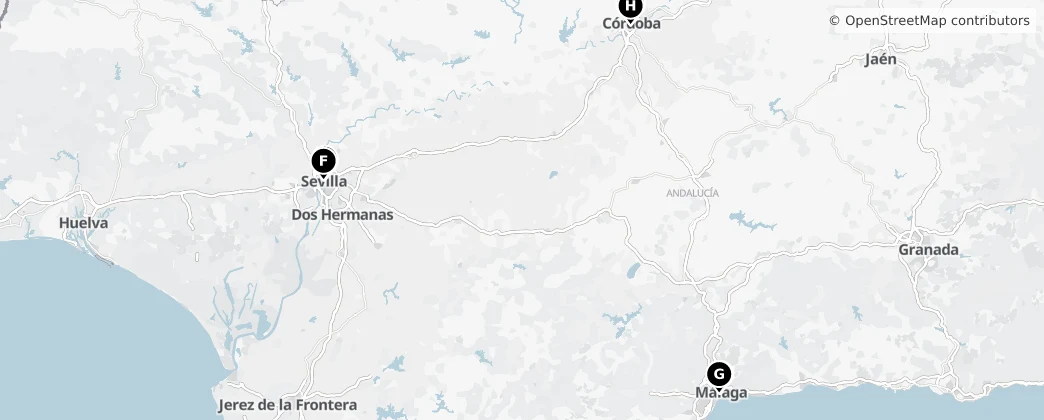 Map of Andalusië