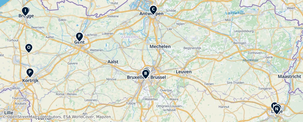 Map of België / Belgique / Belgien (land mass)