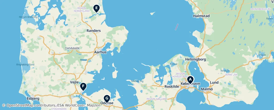 Map of Denemarken