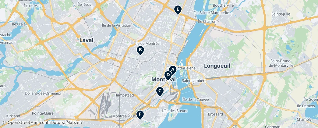 Map of Île de Montréal