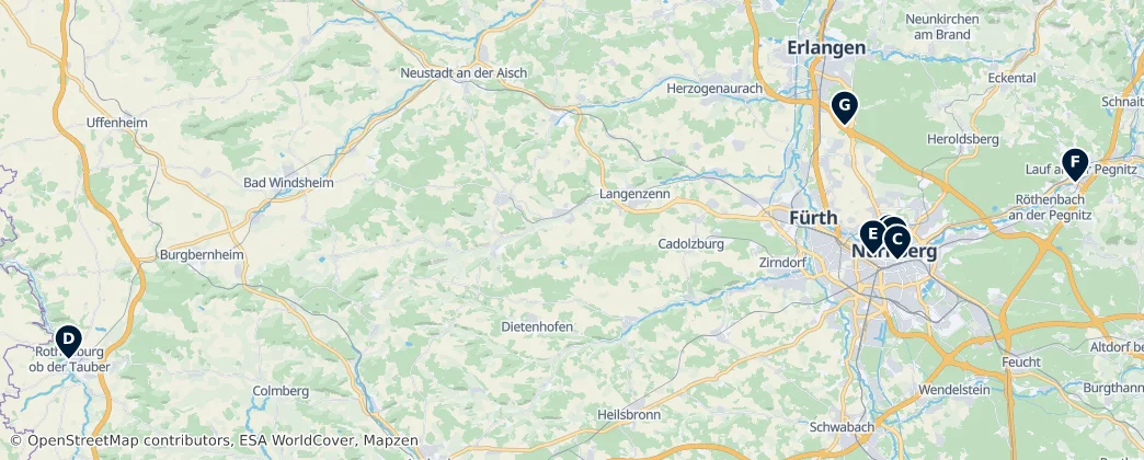 Map of Mittelfranken
