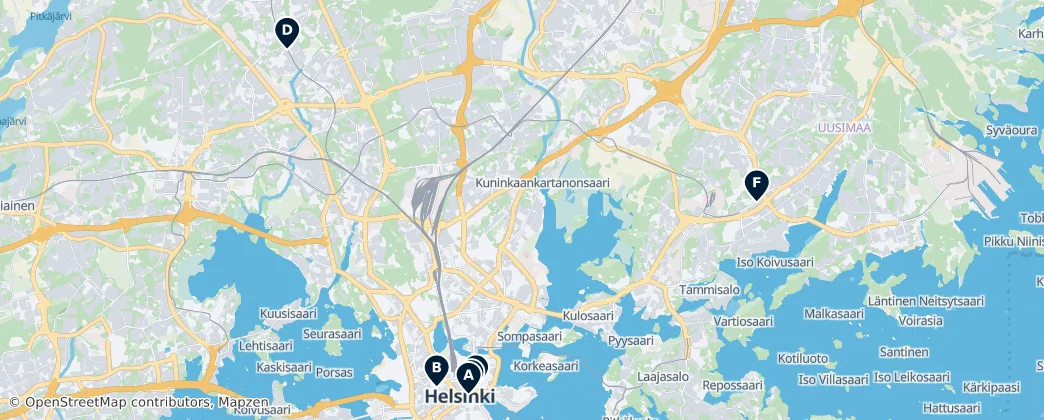 Map of Etelä-Suomi