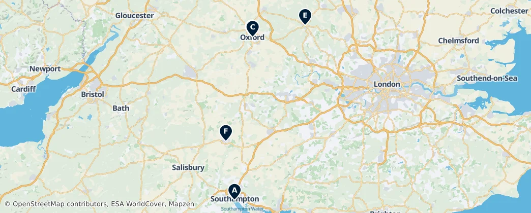 Map of South East England