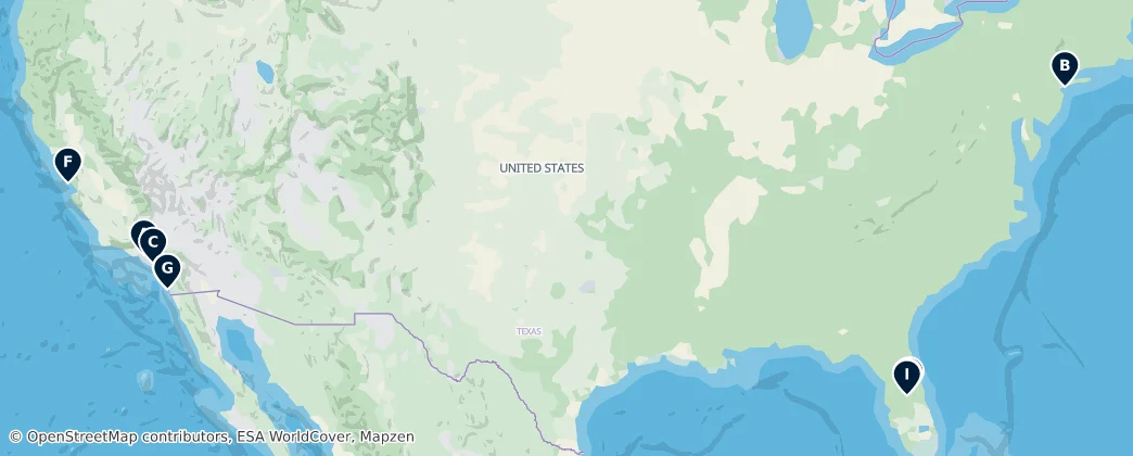 Map of Verenigde Staten van Amerika
