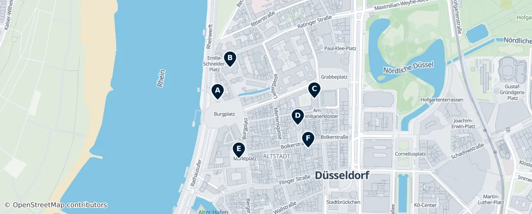 Map of Old Town, Düsseldorf