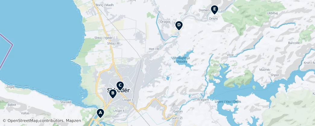 Map of Shkodër Municipality