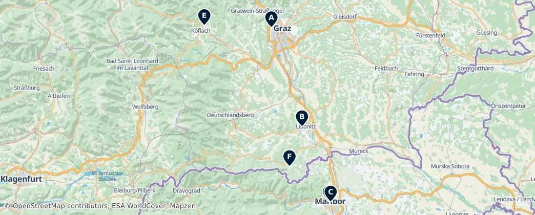 Map of Lavanttal Alps