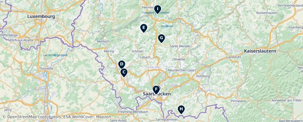 Map of Saarland