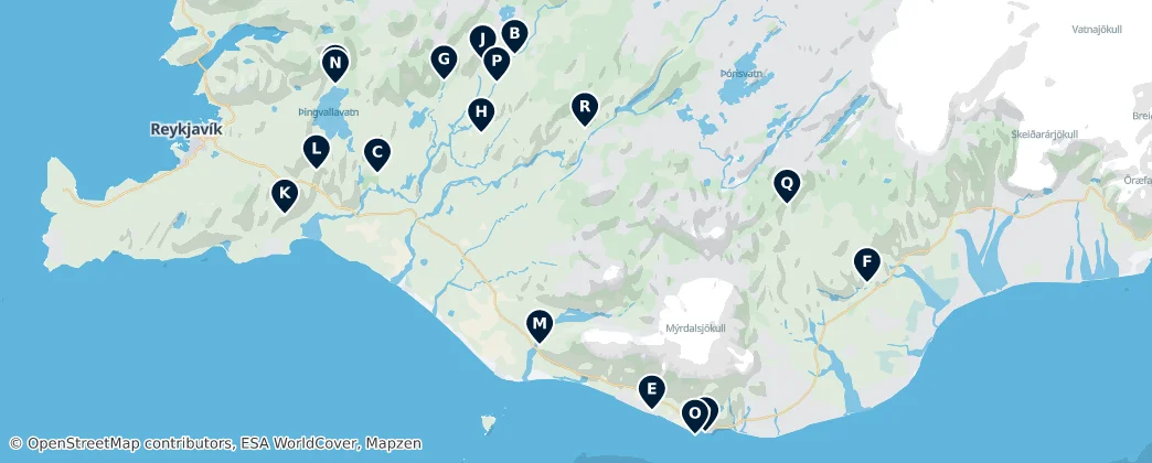 Map of Suðurland