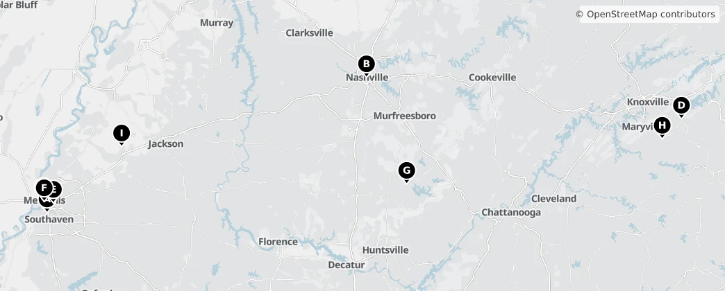 Map of Tennessee