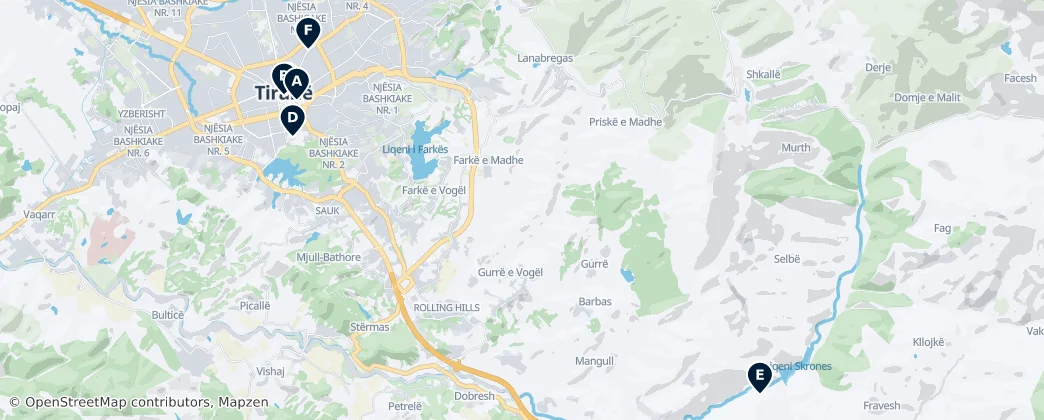 Map of Tirana