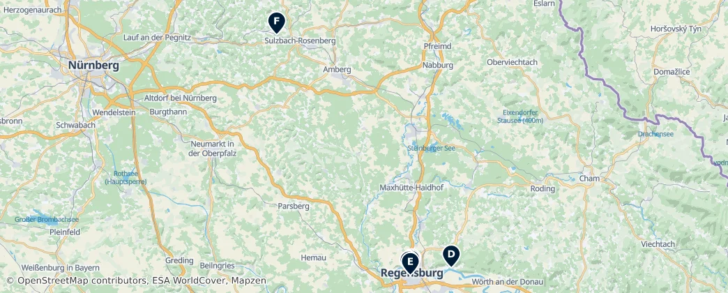 Map of Oberpfalz