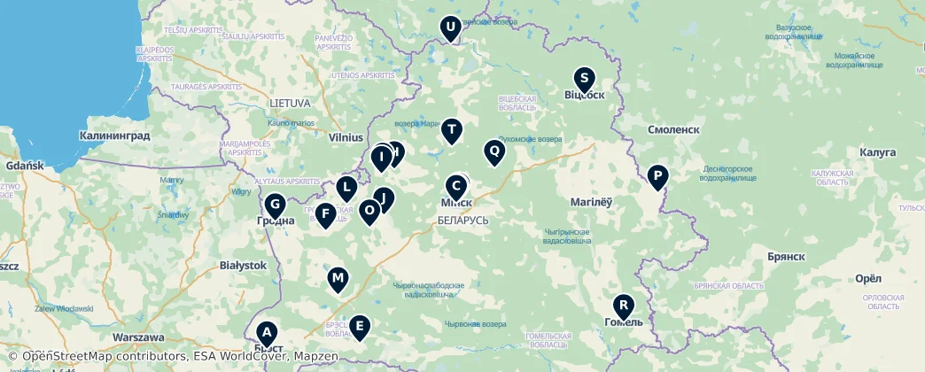 Map of Wit-Rusland