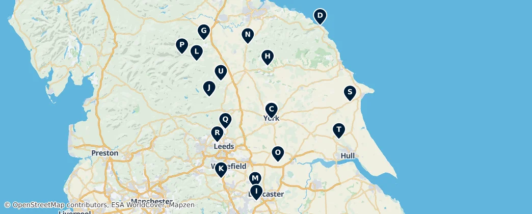 Map of Yorkshire and the Humber