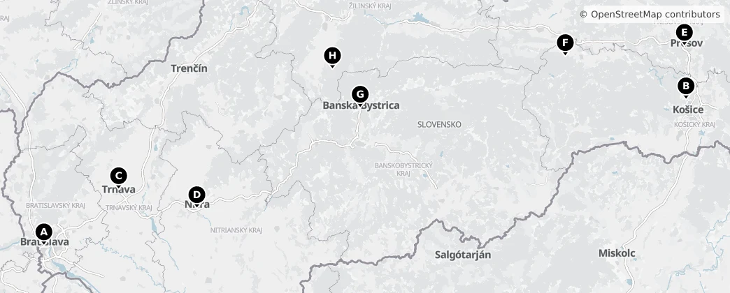 Map of Slowakije
