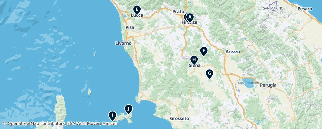 Map of Toscane
