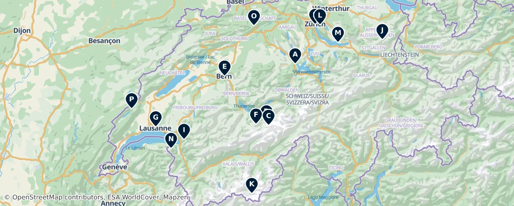 Map of Zwitserland