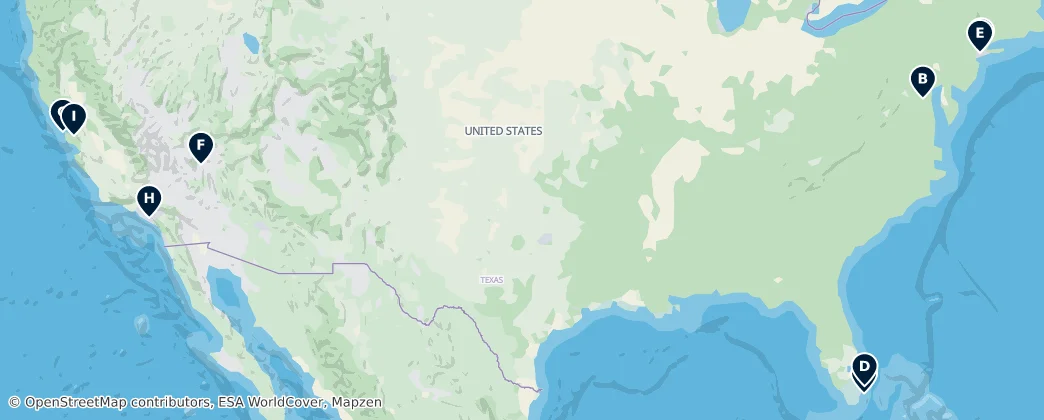 Map of Verenigde Staten van Amerika