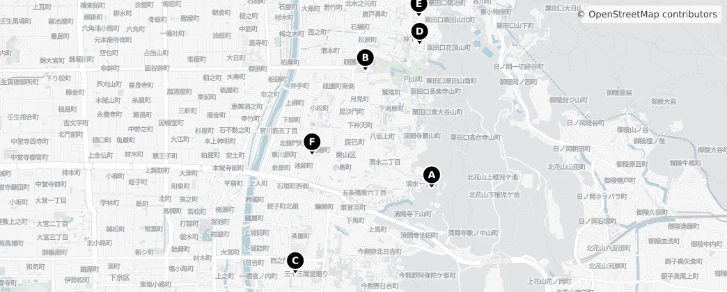 Map of Higashiyama Ward