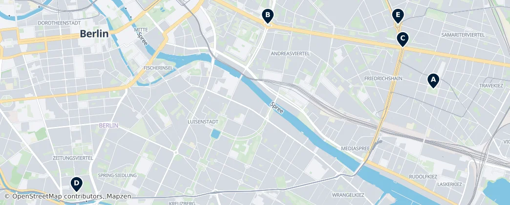 Map of Friedrichshain-Kreuzberg