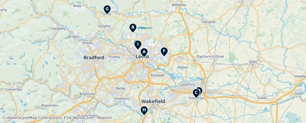 Map of West Yorkshire