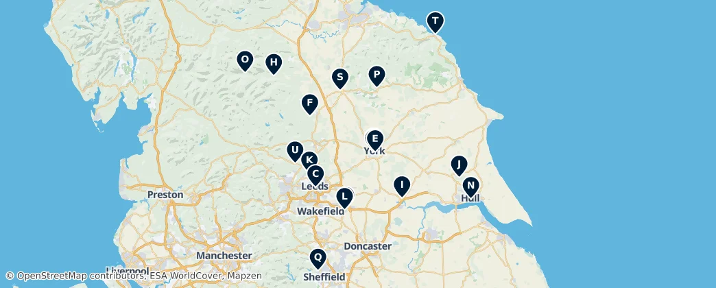 Map of Yorkshire and the Humber